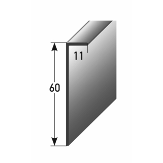 Einklebe - Sockelleiste 60 x11 mm Alu 250 cm SELBSTKLEBEND