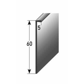 Einklebe - Sockelleiste 60 x 5 mm Alu 250 cm SELBSTKLEBEND