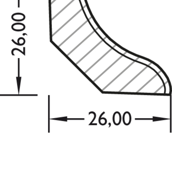 Hohlkehl-Sockelleiste 26x26 mm Echtholz furniert / Profil #6013 #515