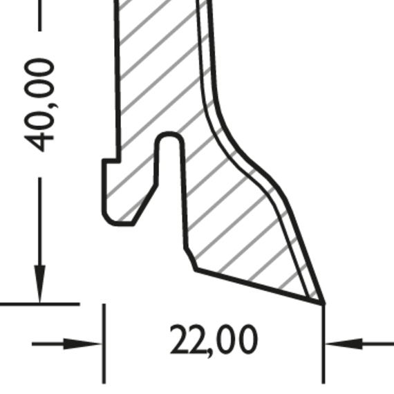 Sesselleiste 22x40 mm, Echtholz furniert Profil #550 mit Nut für ClipStar