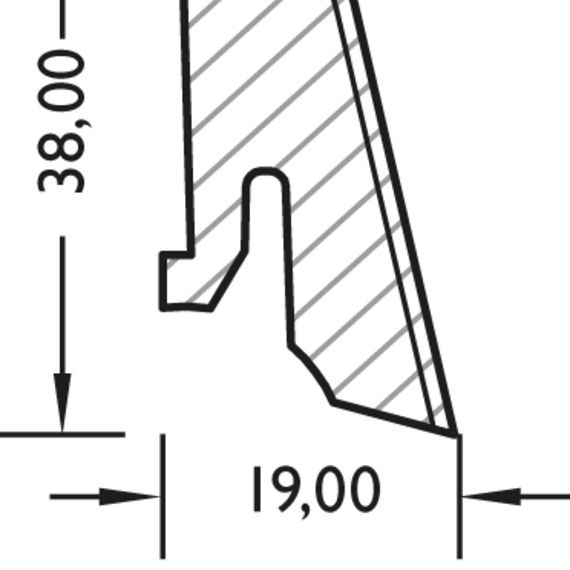 Sockelleiste 19x38 mm furniert, lackiert Profil 8146 (#554), Fixlänge: 250 cm